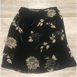 Cynthia Howie Skirt Womens SZ 12 Black Floral Silk Whimsigoth‎ Boho Hippie